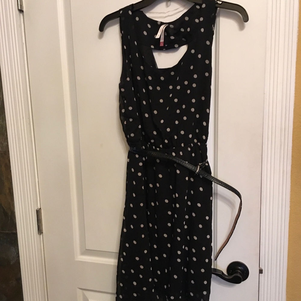 Black Polka Dot Sleeveless hi-low dress L